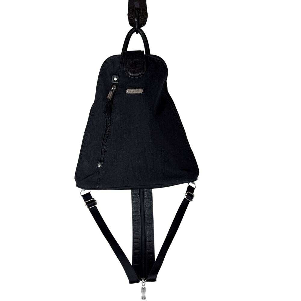 Baggallini Metro Backpack Sling Bag Purse Black Nylon RFID Protection Travel